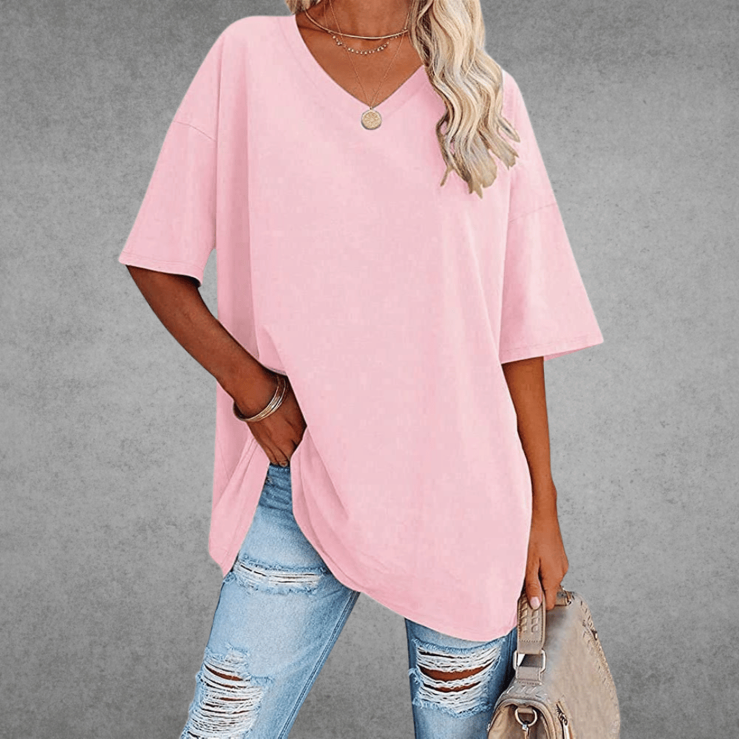 Moderne Stilfuld Oversized V-Neck T-shirt