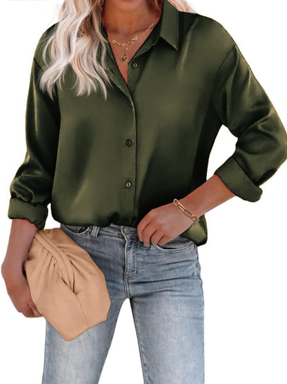 Afslappet Elegant Skjortebluse Med Knapper