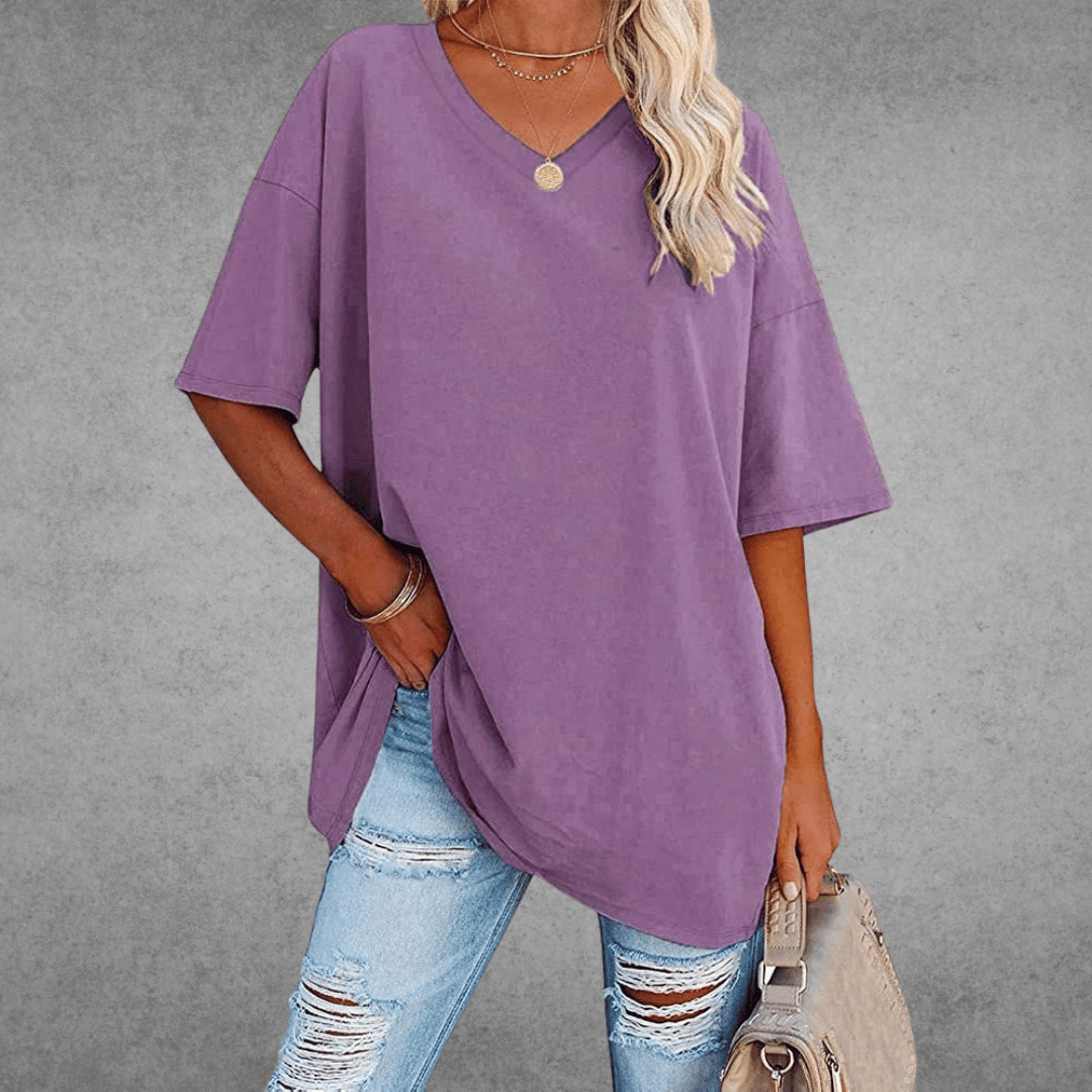 Moderne Stilfuld Oversized V-Neck T-shirt