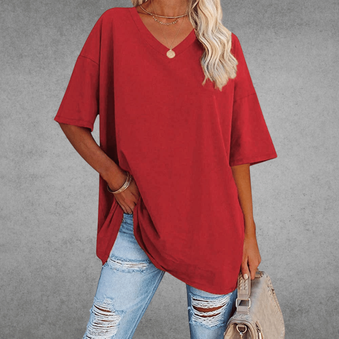 Moderne Stilfuld Oversized V-Neck T-shirt