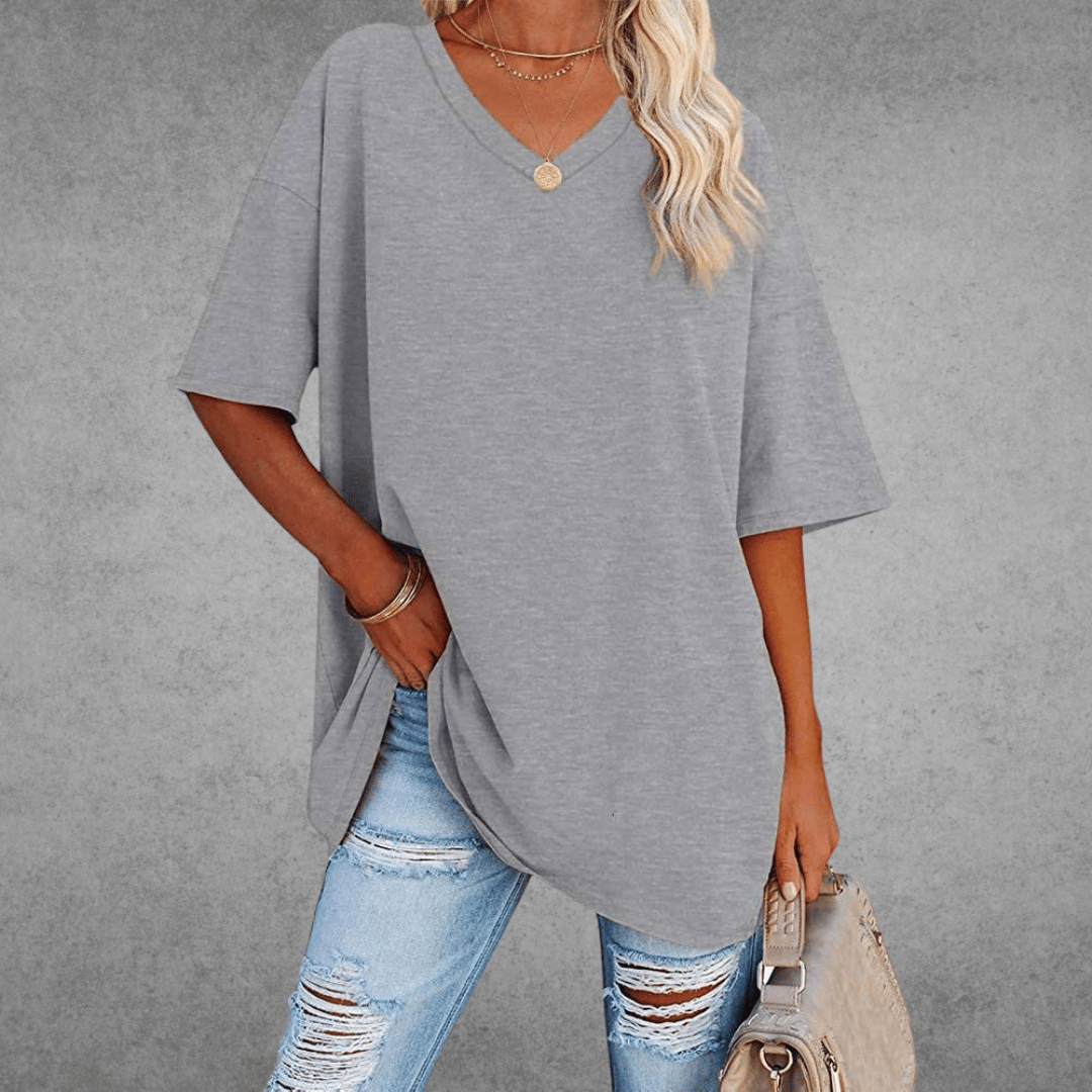 Moderne Stilfuld Oversized V-Neck T-shirt