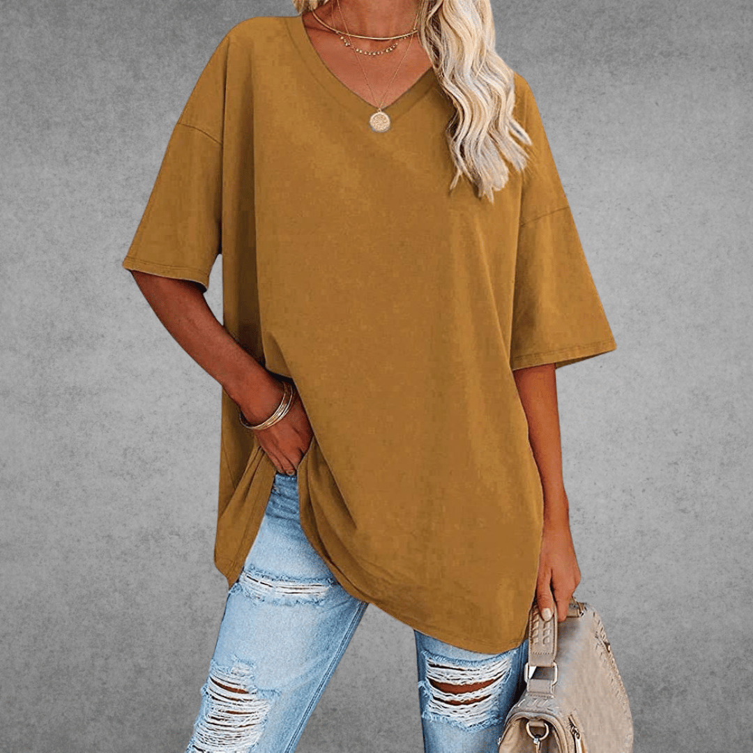 Moderne Stilfuld Oversized V-Neck T-shirt