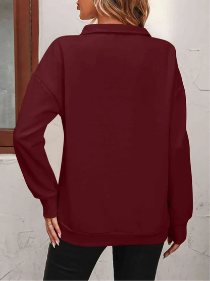 Sweatshirt med lynlås og hængende skulder til kvinder