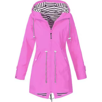 Parka med Stribet For og Snøre