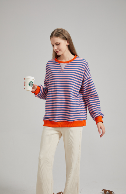 Stilfuld Elegant Oversized stribet sweater