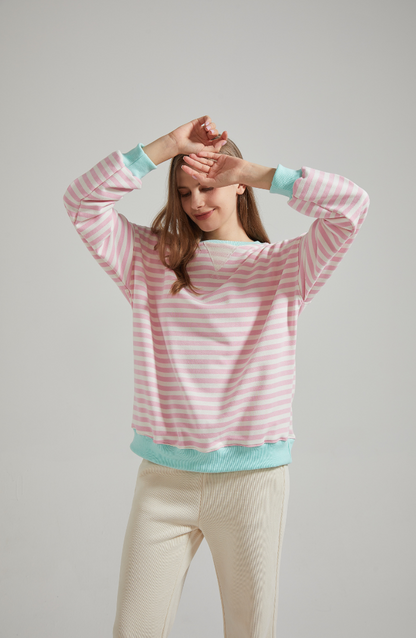 Stilfuld Elegant Oversized stribet sweater