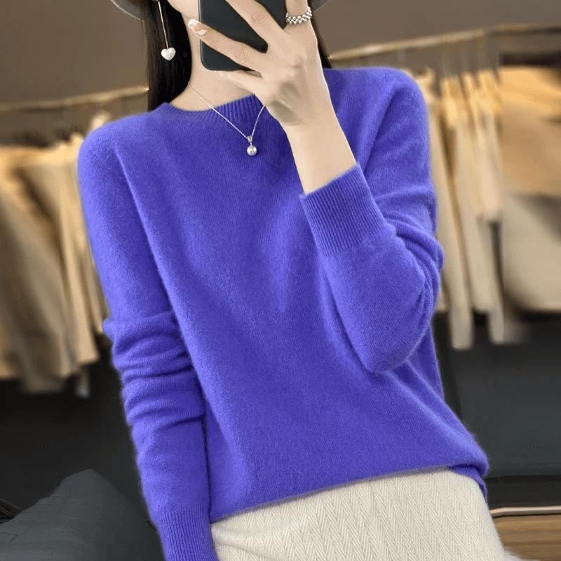 Elegant Blød Strikket Pullover Sweater