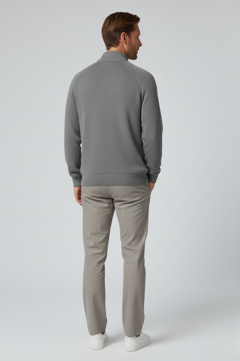 Stilfuld Half-Zip Striktrøje Med Ståkrave