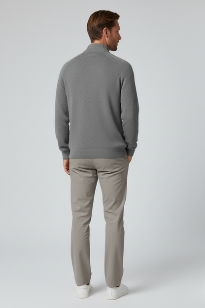 Stilfuld Half-Zip Striktrøje Med Ståkrave