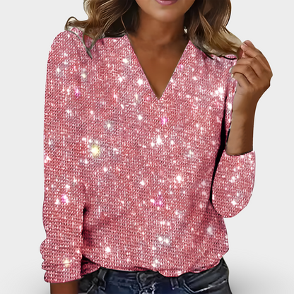 Stilfuld Elegant V-hals Diamant Bluse