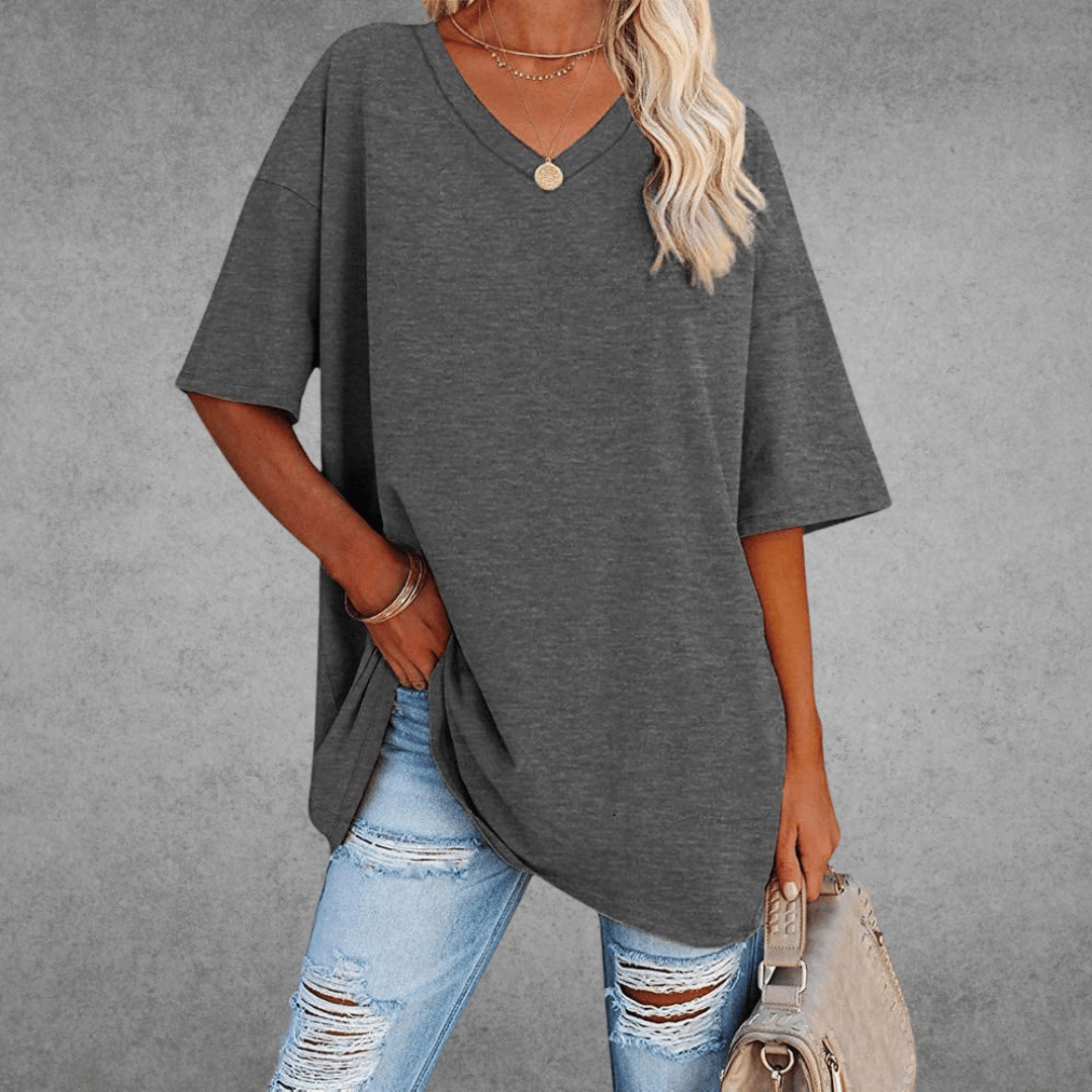 Moderne Stilfuld Oversized V-Neck T-shirt