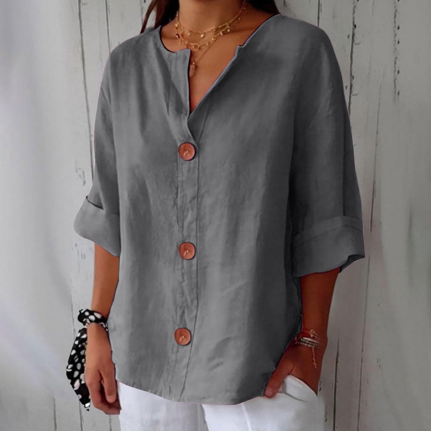 Elegant Casual Løs Bluse Damer