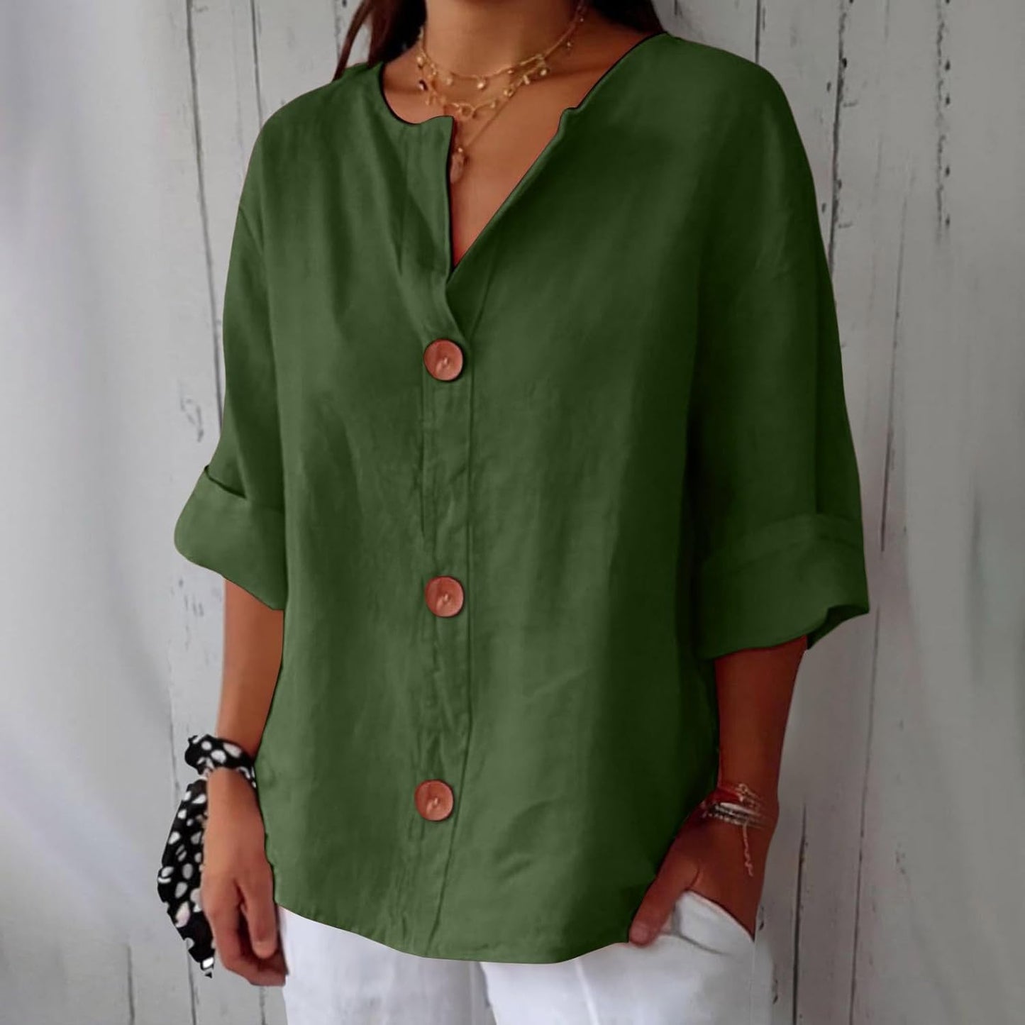 Elegant Casual Løs Bluse Damer