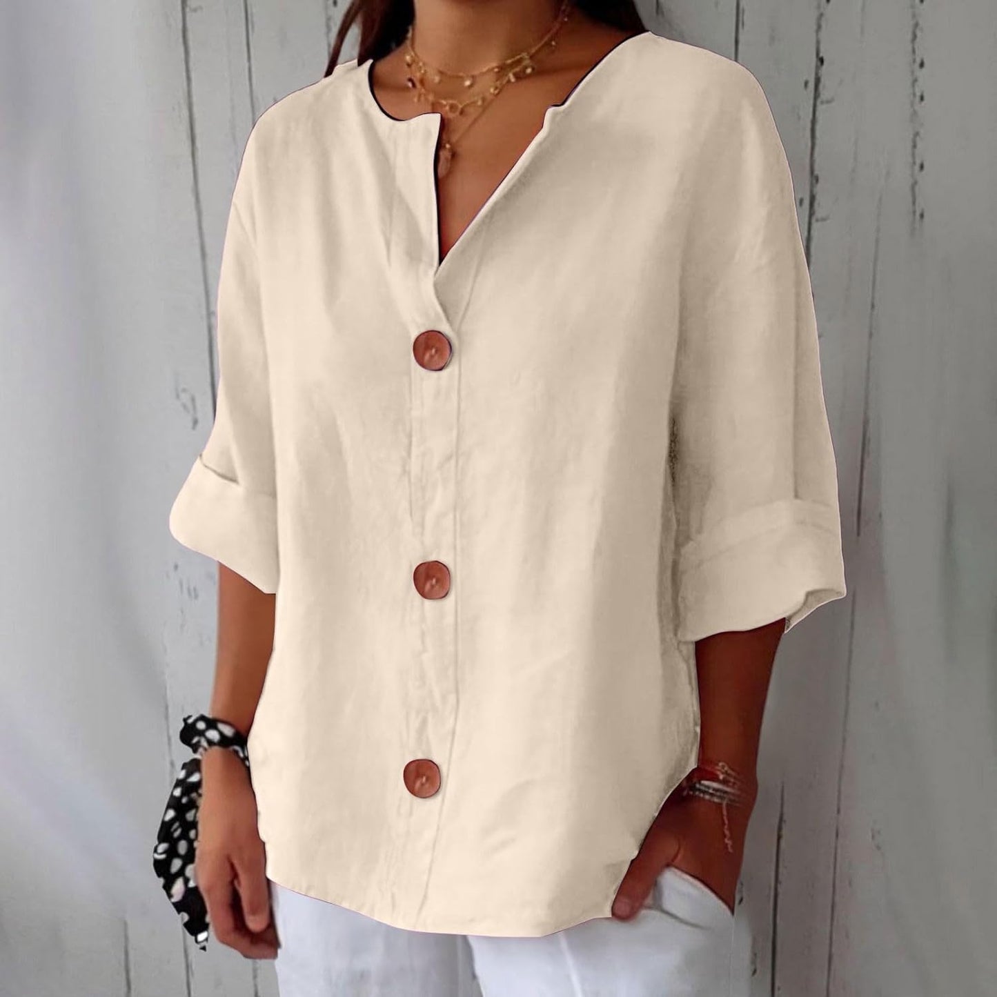 Elegant Casual Løs Bluse Damer