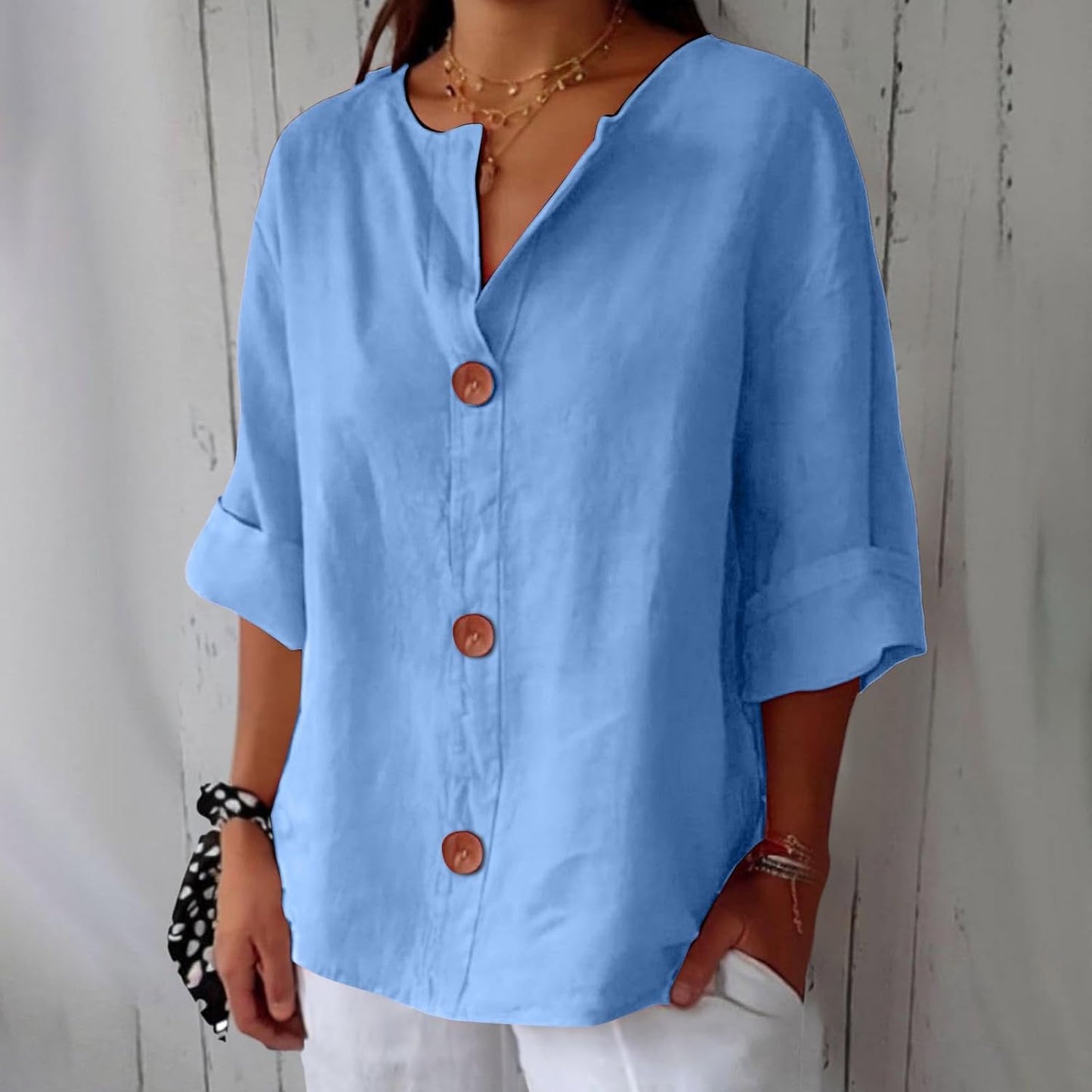 Elegant Casual Løs Bluse Damer