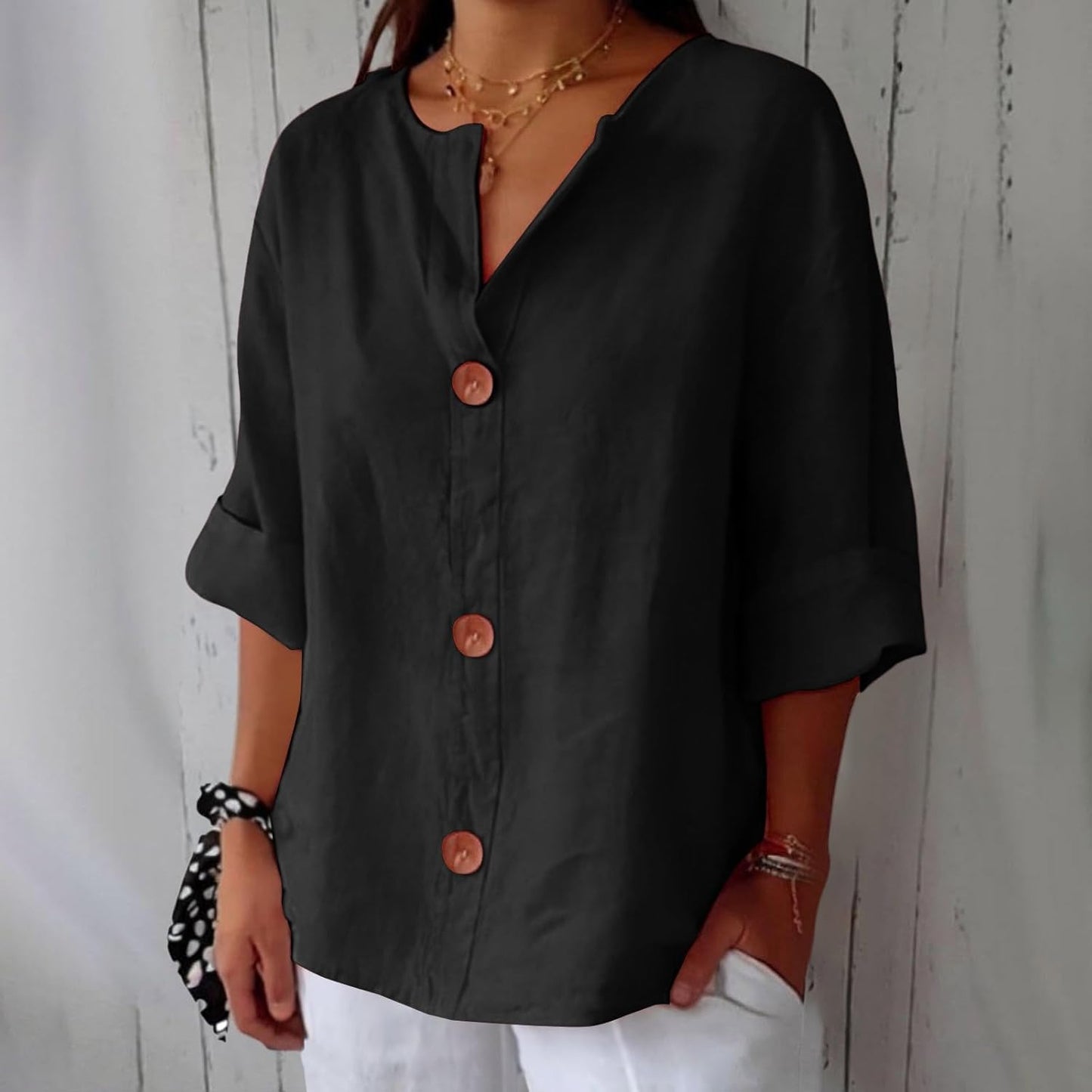 Elegant Casual Løs Bluse Damer