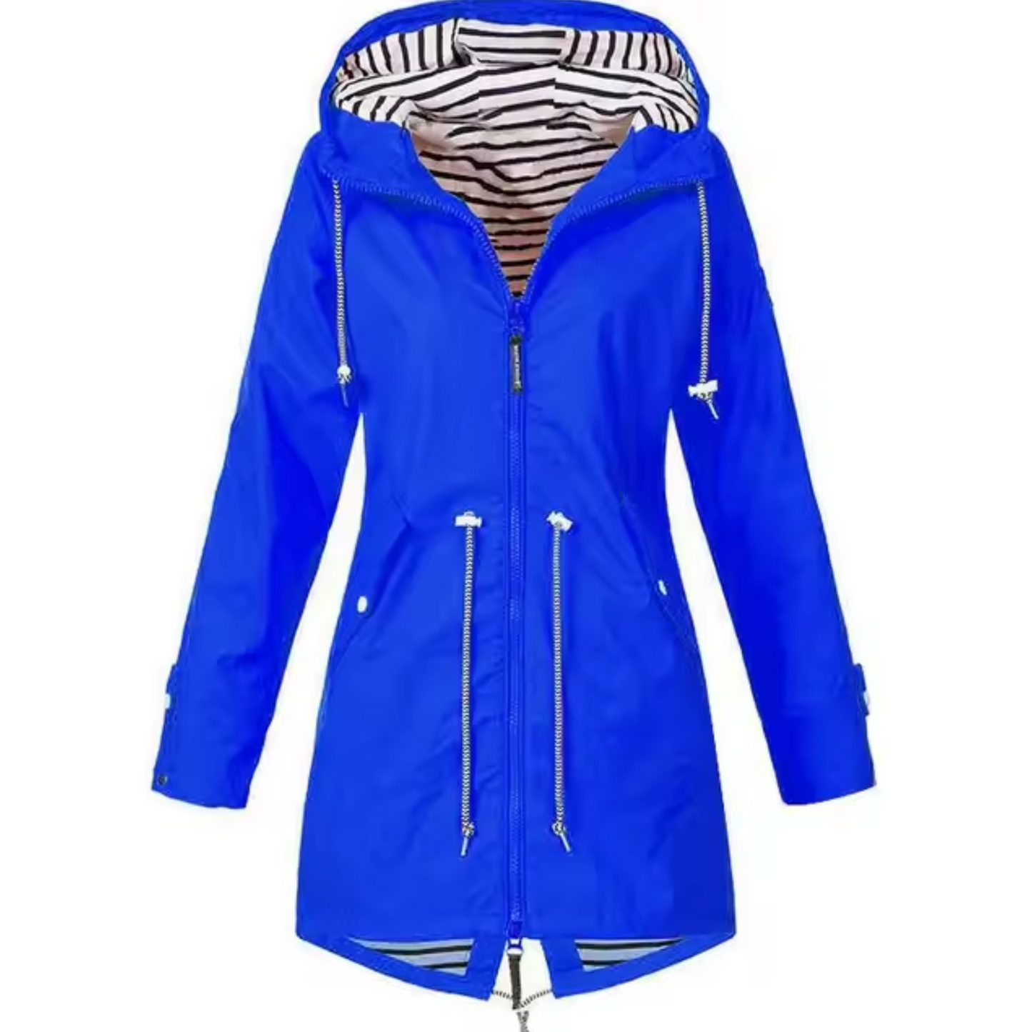 Parka med Stribet For og Snøre