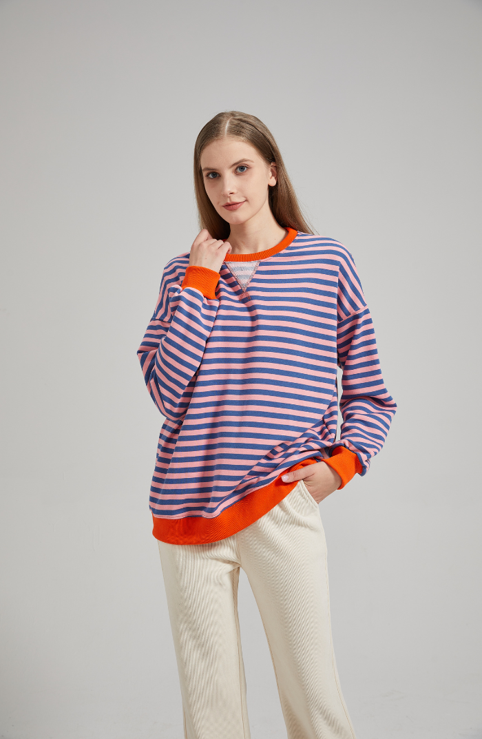 Stilfuld Elegant Oversized stribet sweater