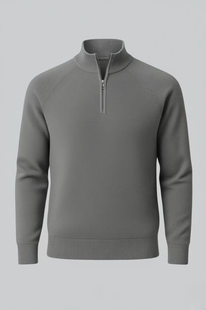 Stilfuld Half-Zip Striktrøje Med Ståkrave