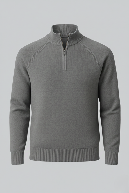 Stilfuld Half-Zip Striktrøje Med Ståkrave