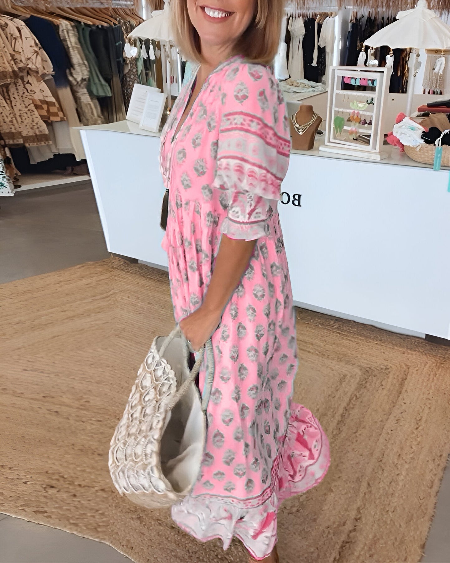 Dame Elegant Stilfuld Casual Midi-Kjole