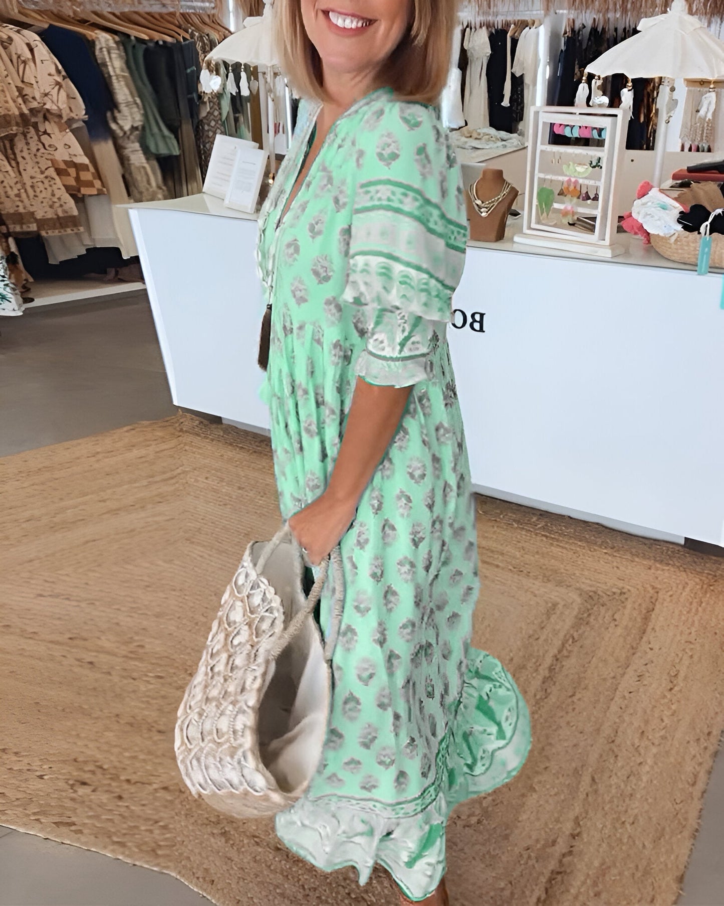 Dame Elegant Stilfuld Casual Midi-Kjole