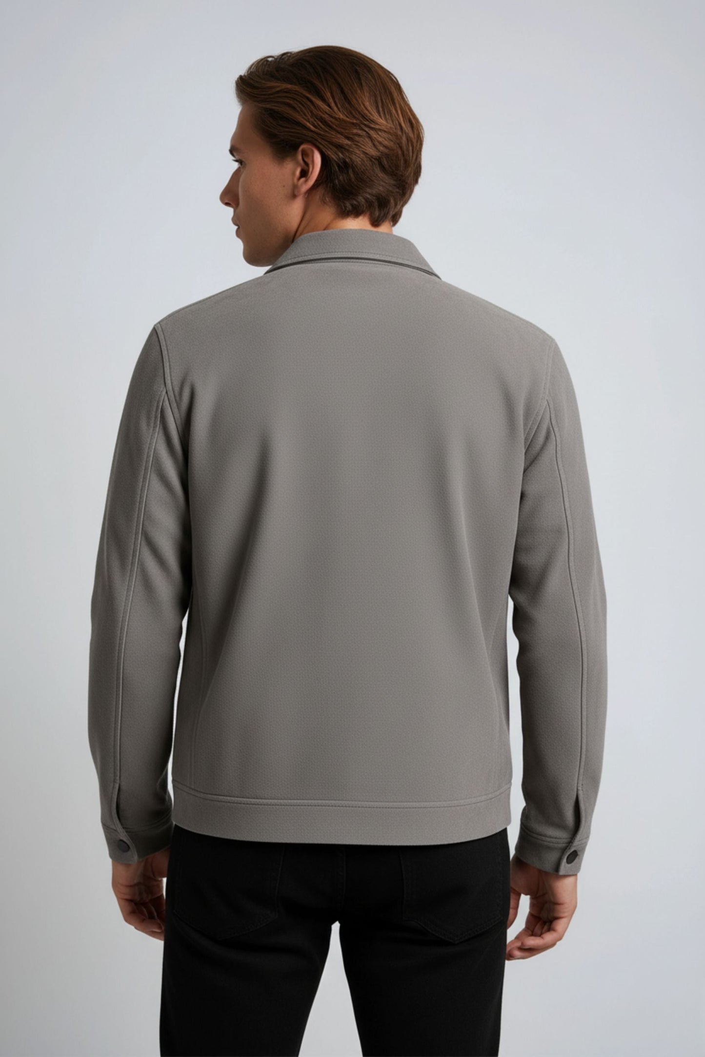 Casual Moderne Grå Suede Jakke
