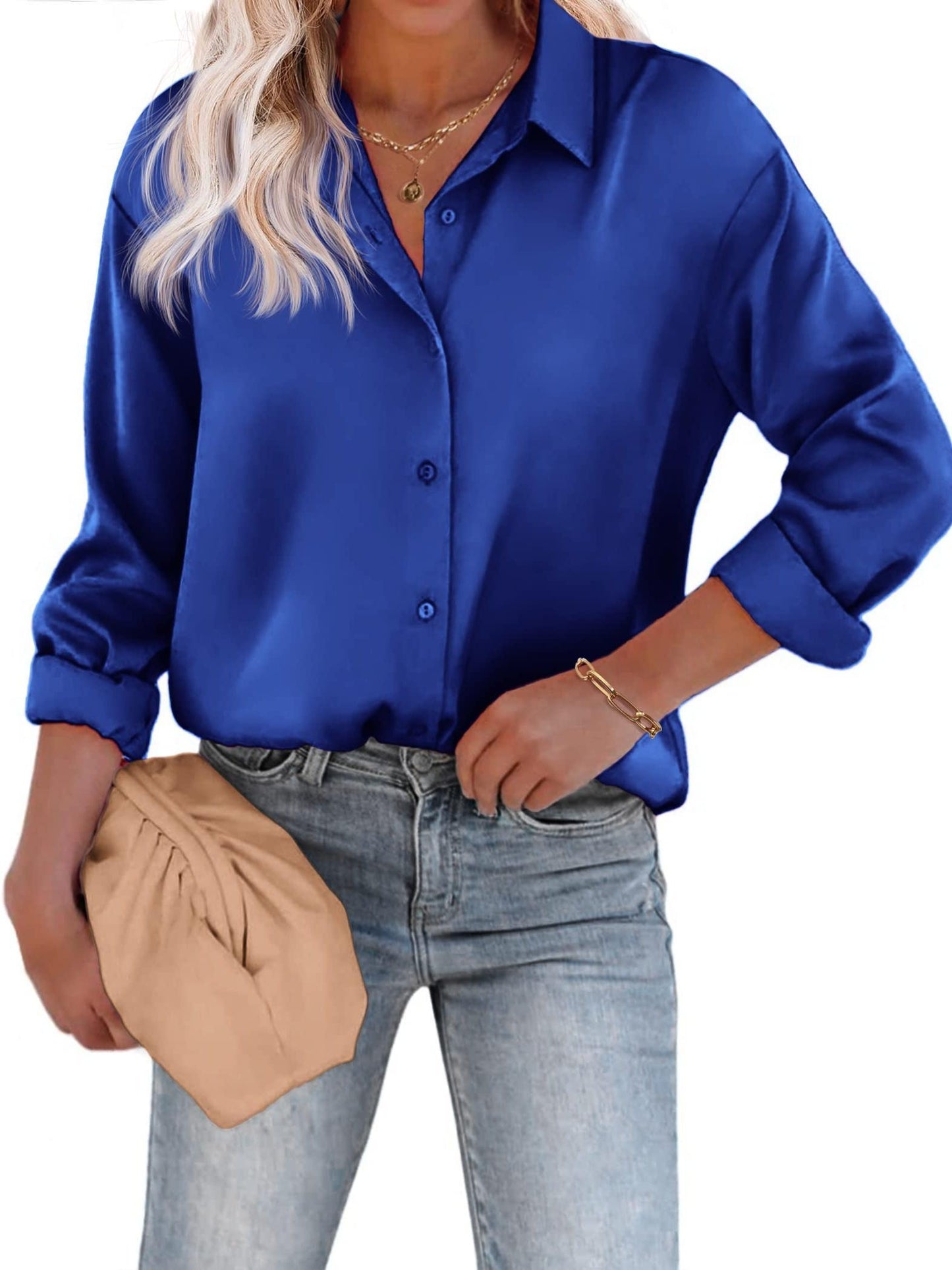 Afslappet Elegant Skjortebluse Med Knapper