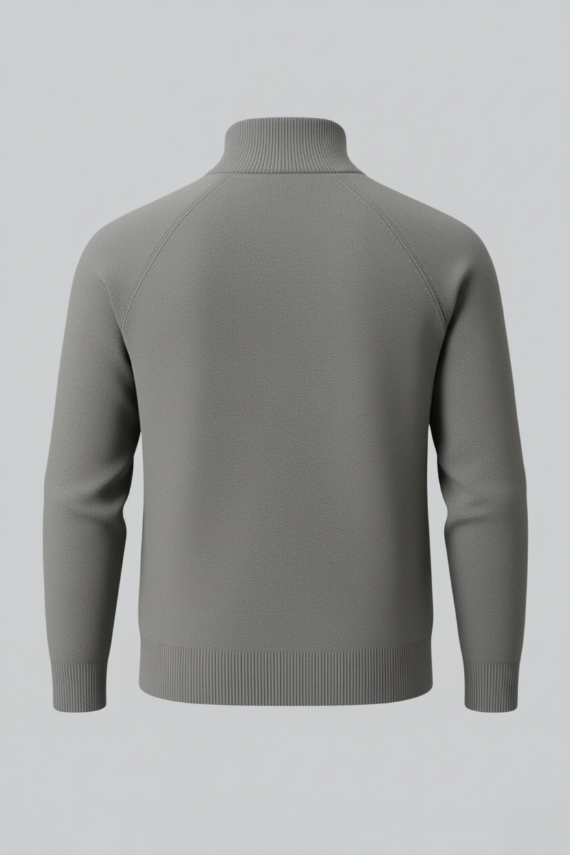 Stilfuld Half-Zip Striktrøje Med Ståkrave