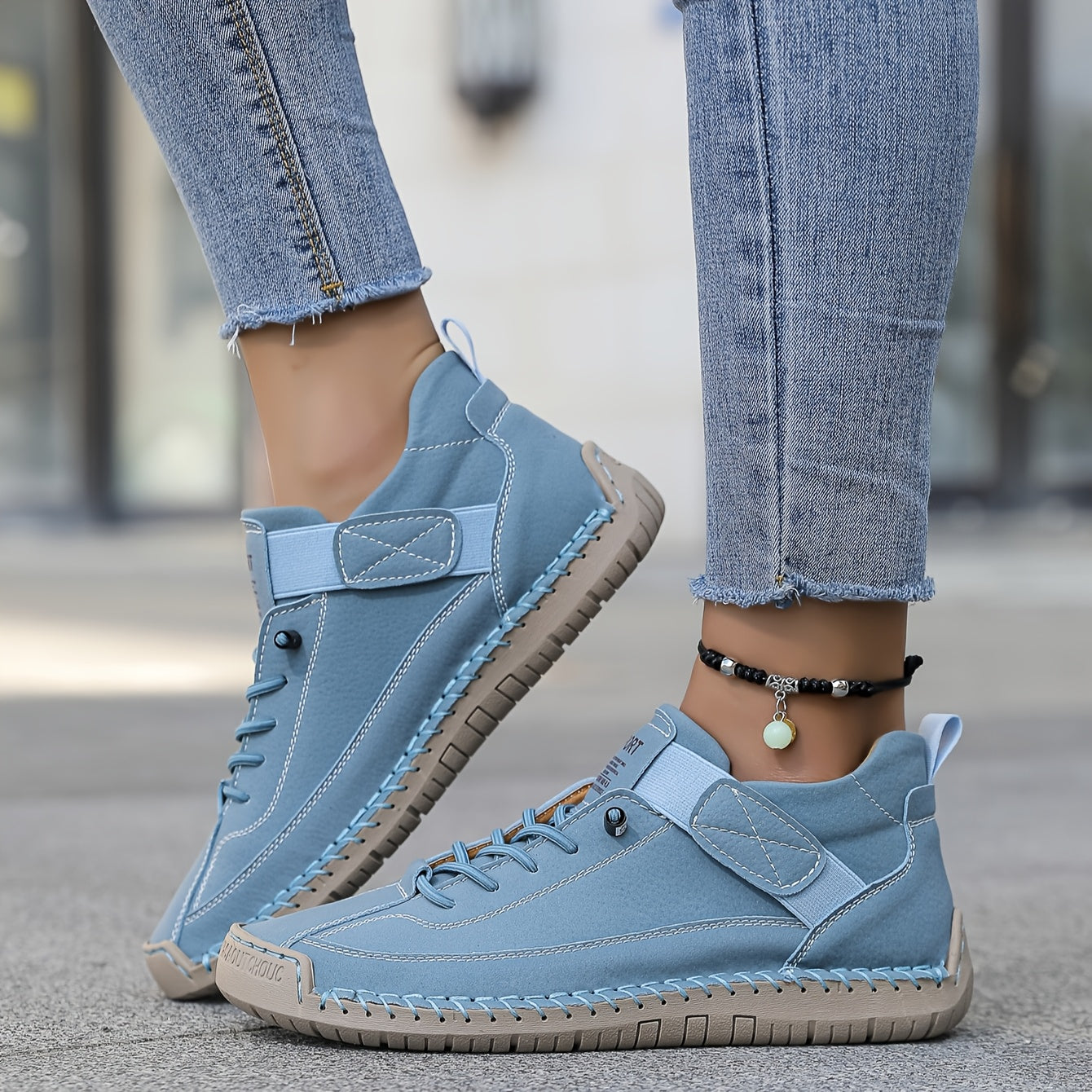 Dame Komfortable Afslappede Snøresneakers med Platform