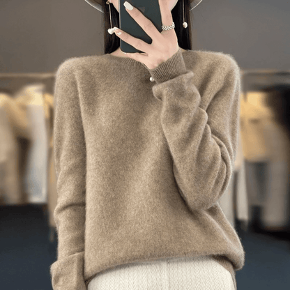 Elegant Blød Strikket Pullover Sweater