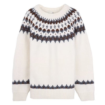 Lina - Fair Isle-sweater med smal pasform og ribbede
