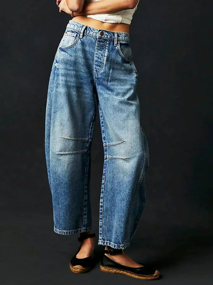 Dame Tør Leopard Løs Pasform Jeans