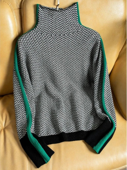 Moderne Stilfuld Elegant Stribet Sweater