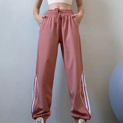 Deborah moderne joggingbukser med striber og snøre i taljen