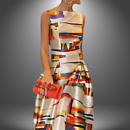 Dame Elegant Colorblock Sommer Maxi Kjole