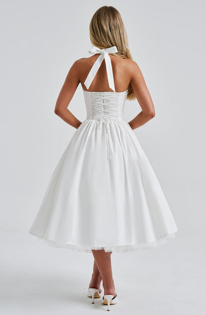 Dame Halter Midi Kjole til Bryllupsgæst