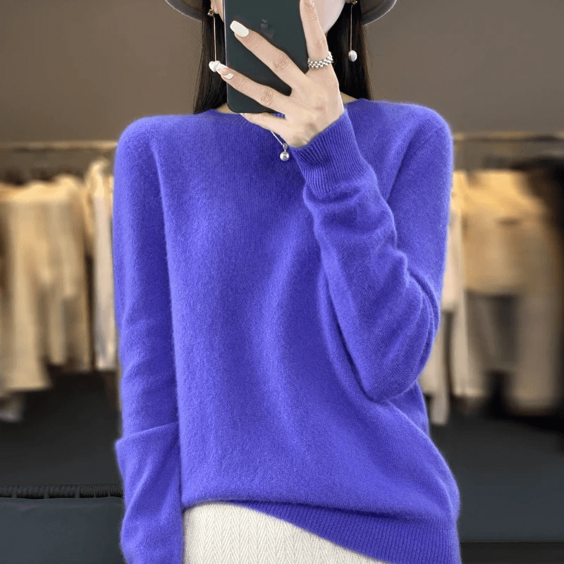 Elegant Blød Strikket Pullover Sweater