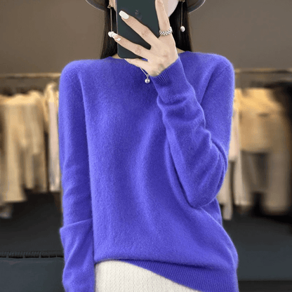 Elegant Blød Strikket Pullover Sweater
