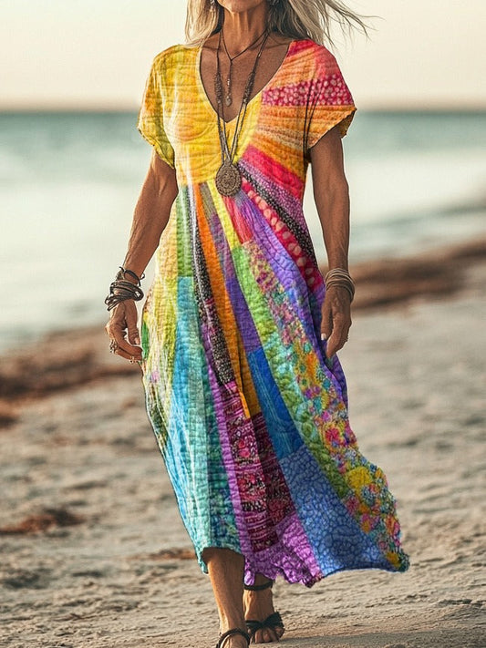 Solveig – Boho Chic Kjole Med Solmønster