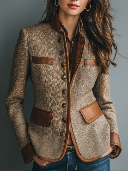 Verena | Tweed-inspireret vintagejakke med besætning og lommer