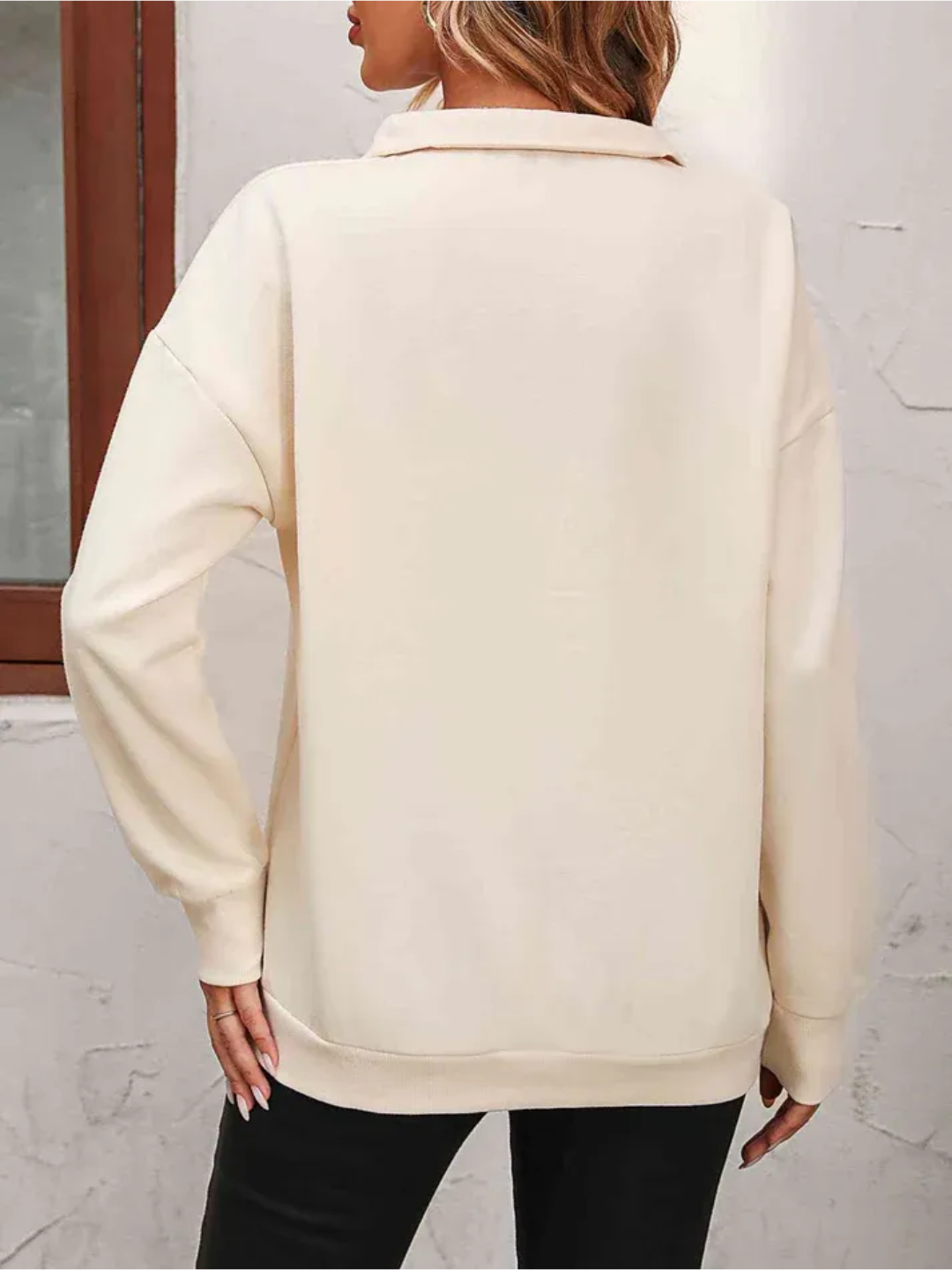 Sweatshirt med lynlås og hængende skulder til kvinder