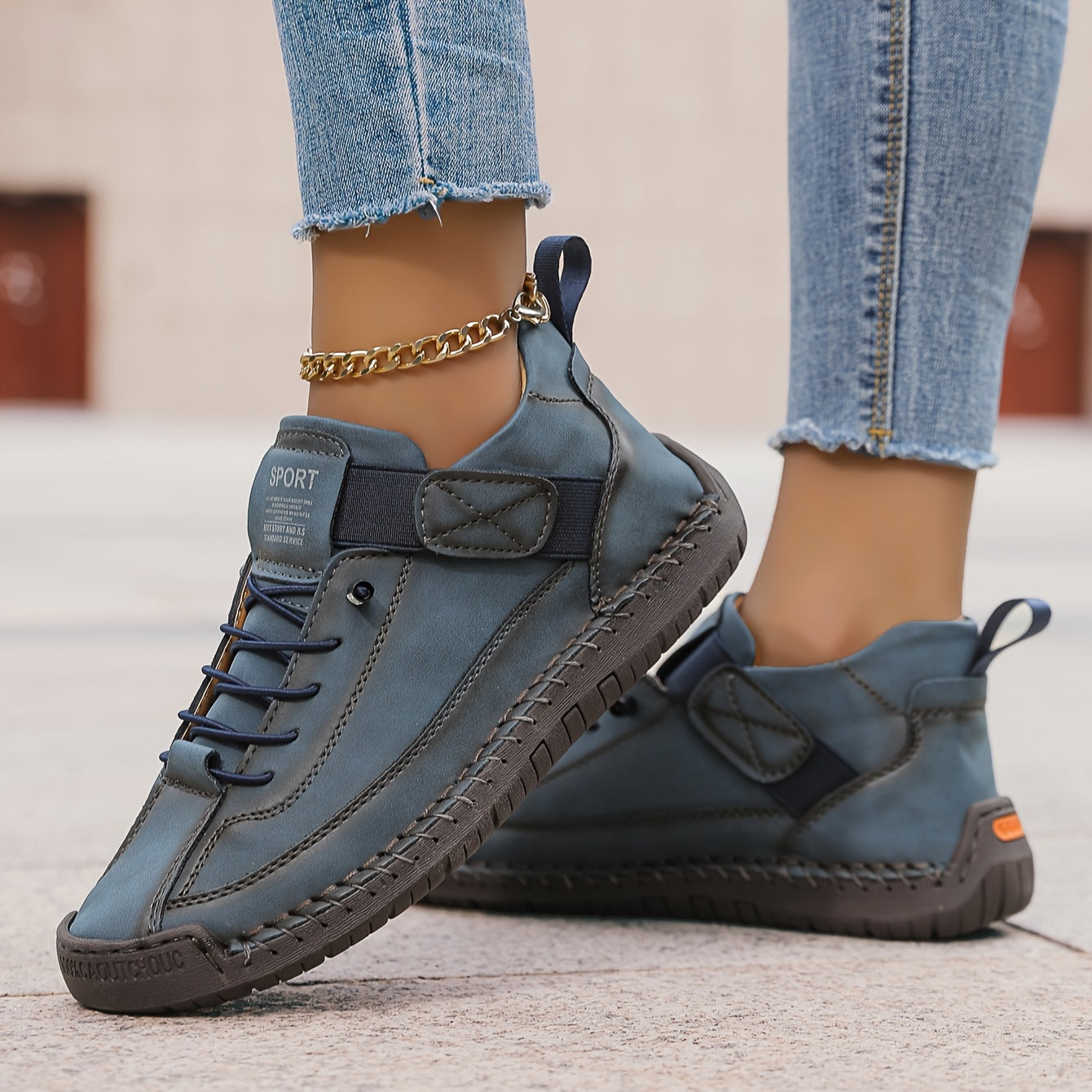 Dame Komfortable Afslappede Snøresneakers med Platform