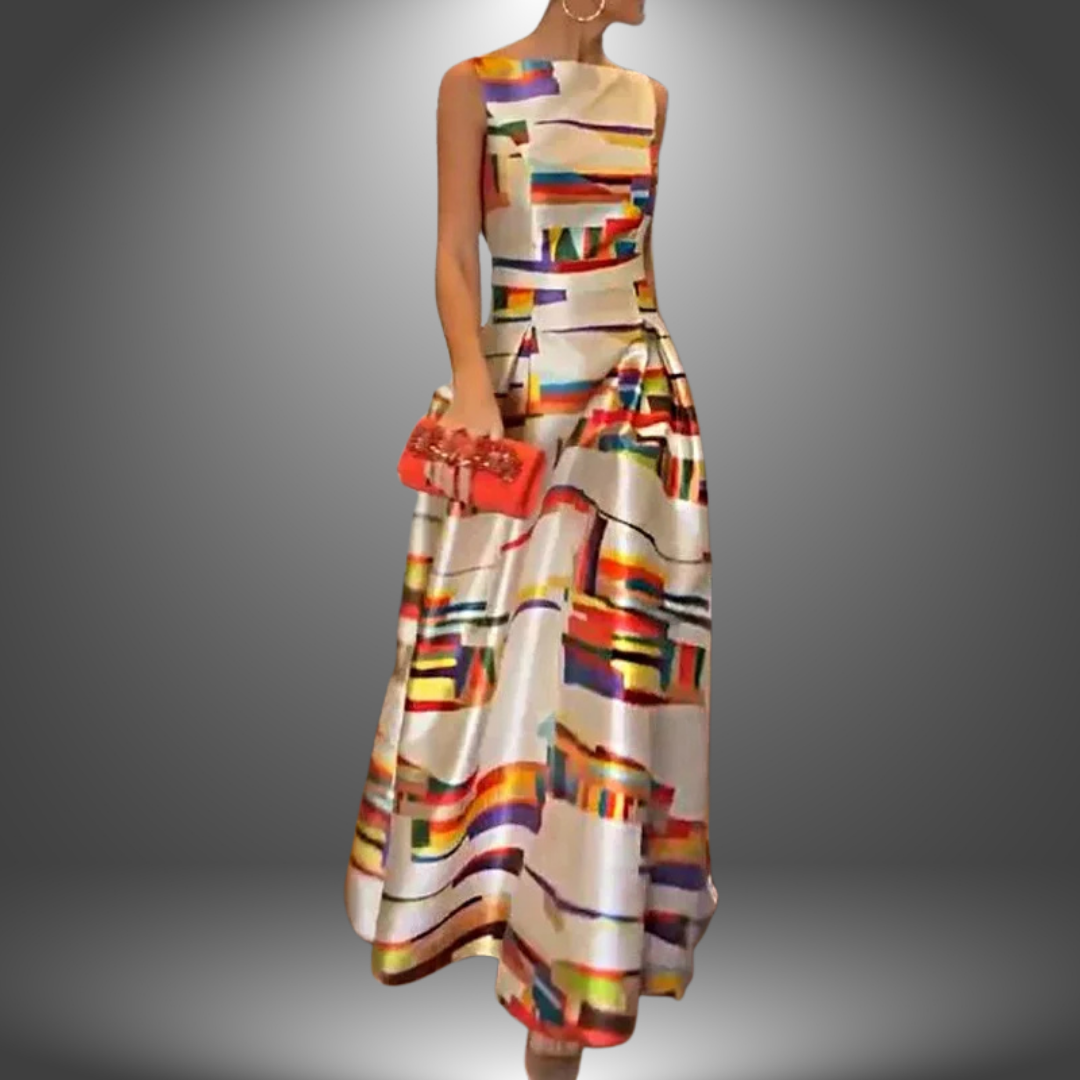 Dame Elegant Colorblock Sommer Maxi Kjole
