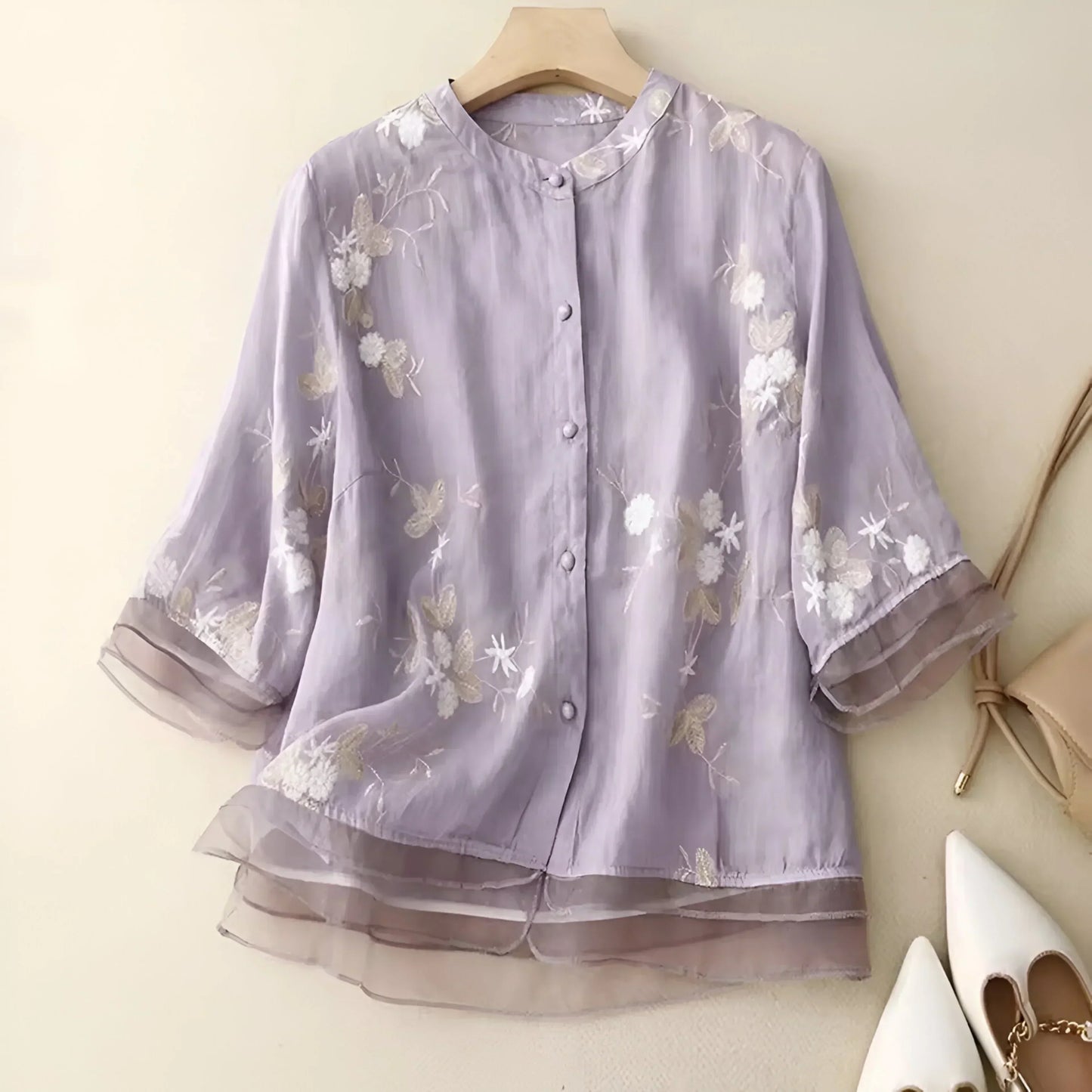Moderne Let og Elegant Bomuldsbluse