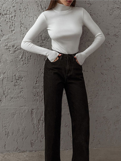 Dame Forårs Komfortabel Mock Neck Top