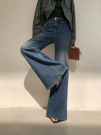 Dame Højtaljede Jeans med Brede og Udsvingede Ben