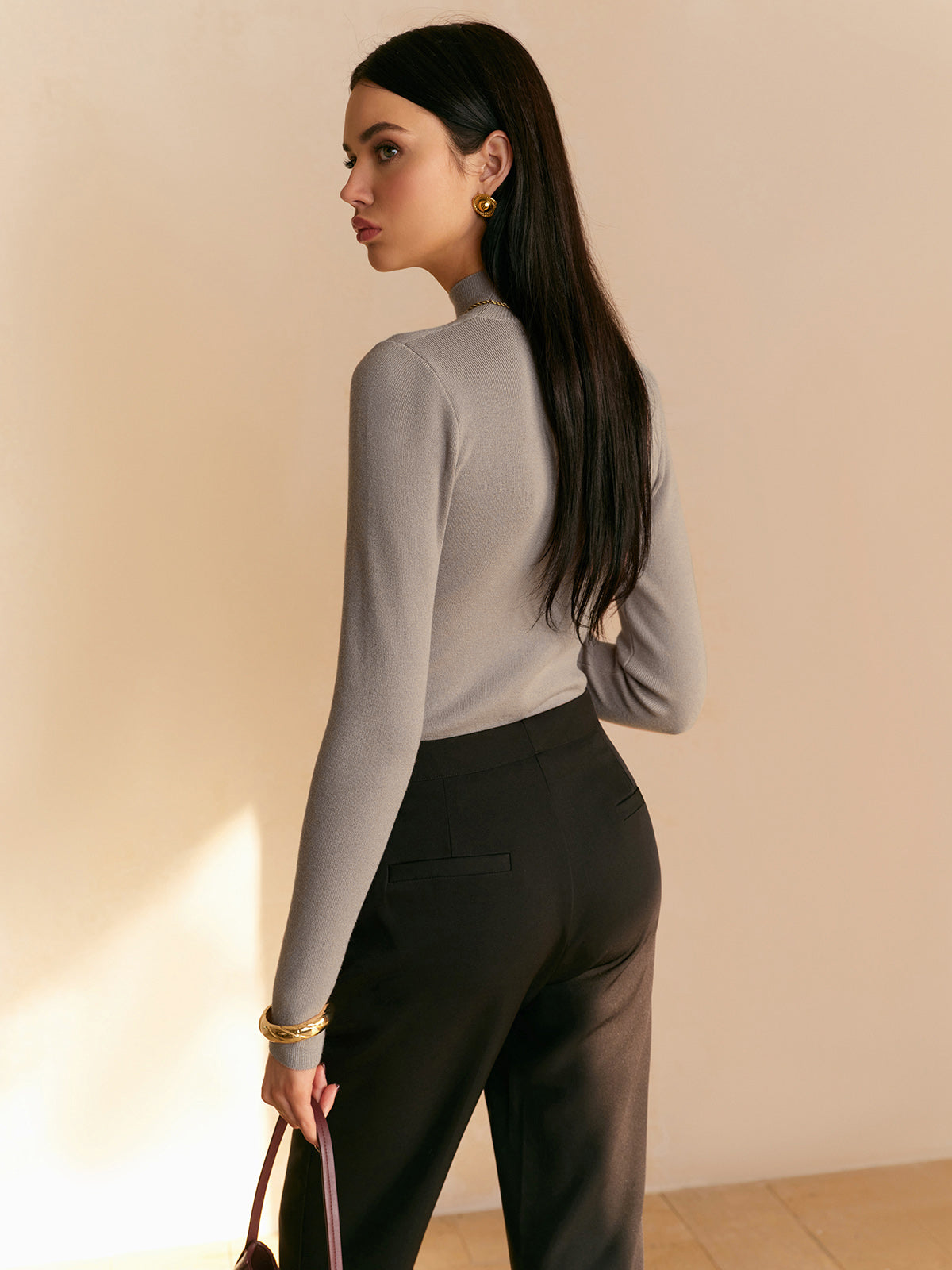 Dame Forårs Komfortabel Mock Neck Top