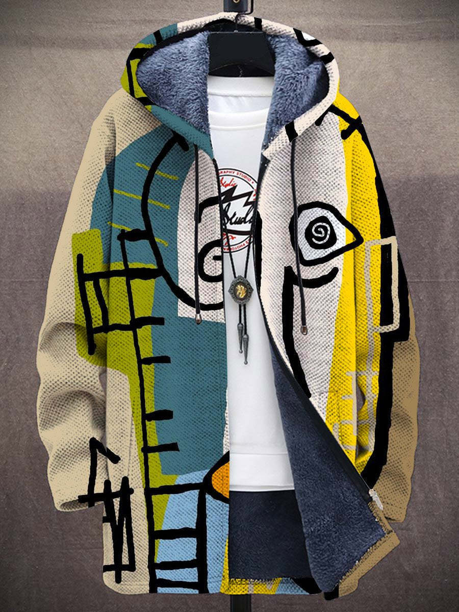 Bindi | Luksuriøs herrecardigan med kunstnerisk print, blød strik og oversized pasform