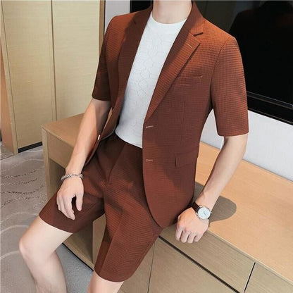 Christian | Let Kortærmet Blazer-Sæt Med Revers Og Matchende Shorts